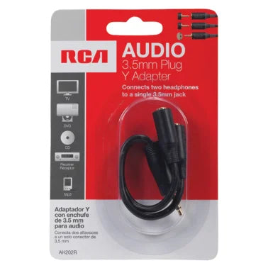 RCA 3.5-mm Male to 2 RCA-Female Stereo Headphone Y-Adapter, 3 In.