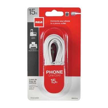 RCA TP231WHR Flat Phone Line Cord, 15 Ft., White