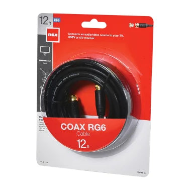 RCA RG6 Coaxial Cable with F-Connectors (12 Ft.; Black)