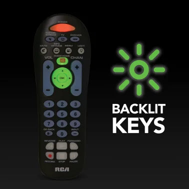 RCA 3-Device Backlit Big-Button Universal Remote, Black