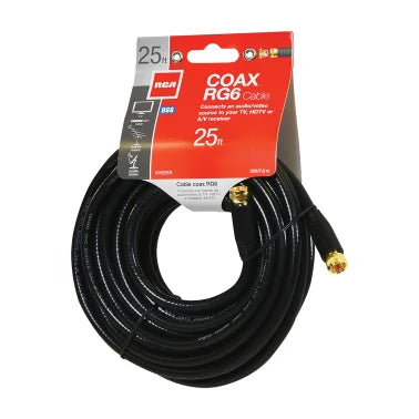 RCA RG6 Coaxial Cable with F-Connectors (25 Ft.; Black)