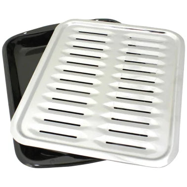 Range Kleen® 13-In. x 16-In. 2-Piece Porcelain Broiler Pan with Chrome Grill