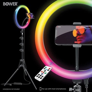 Bower® RGB Selfie Ring Light Studio Kit with Wireless Remote Control and Tripod (12 In.)