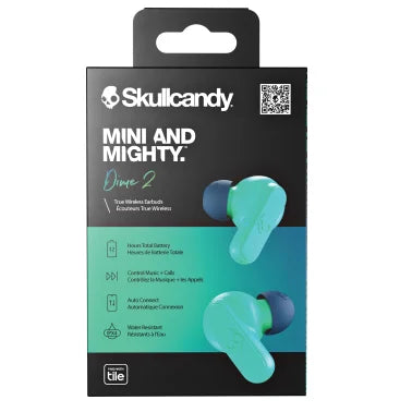 Skullcandy® Dime® True 2 In-Ear True Wireless Stereo Bluetooth® Earbuds with Microphones (Dark Blue / Green)