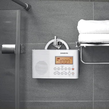 Sangean® H201 Portable 3-Band AM/FM/Weather-Alert Water-Resistant Shower Clock Radio