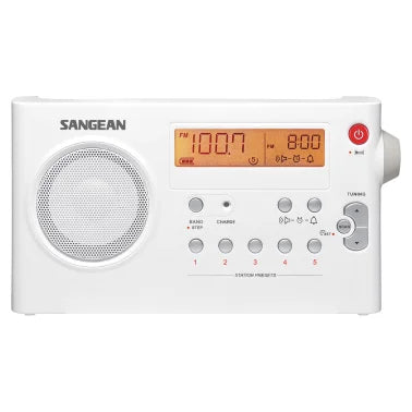 Sangean® PR-D7 Portable AM/FM Rechargeable Compact Digital-Tuning Radio (White)