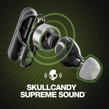 Skullcandy® Smokin’ Buds® Bluetooth Earbuds with Microphone, True Wireless with Charging Case (True Black)