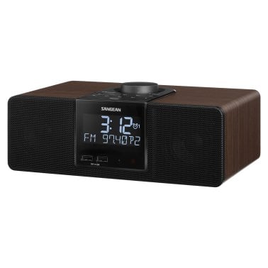 Sangean® AM/FM Bluetooth® Tabletop Wooden Clock Radio with Alarm and Sleep Timers