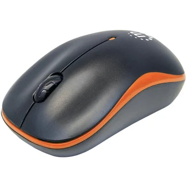 Manhattan® Success Cordless Optical Mouse, 3 Buttons, 2.4 GHz, Black and Orange