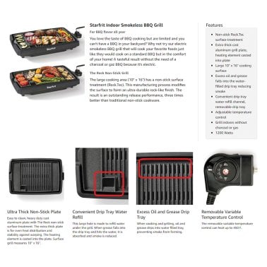 THE ROCK™ by Starfrit® Indoor Smokeless Electric BBQ Grill