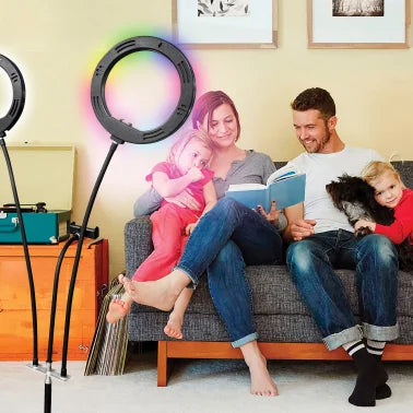 Supersonic® PRO Live Stream Double 8-Inch LED Selfie RGB Ring Light with Tripod Stand