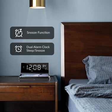 Supersonic® Dual Alarm Clock with 2-in-1 Wireless Charging