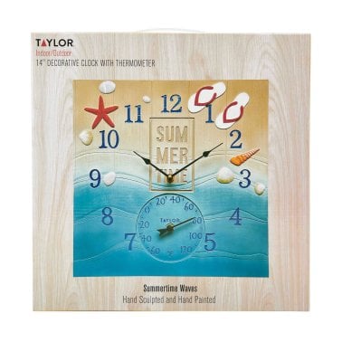 Taylor® Precision Products 14-In. x 14-In. Summertime Poly Resin Clock and Thermometer