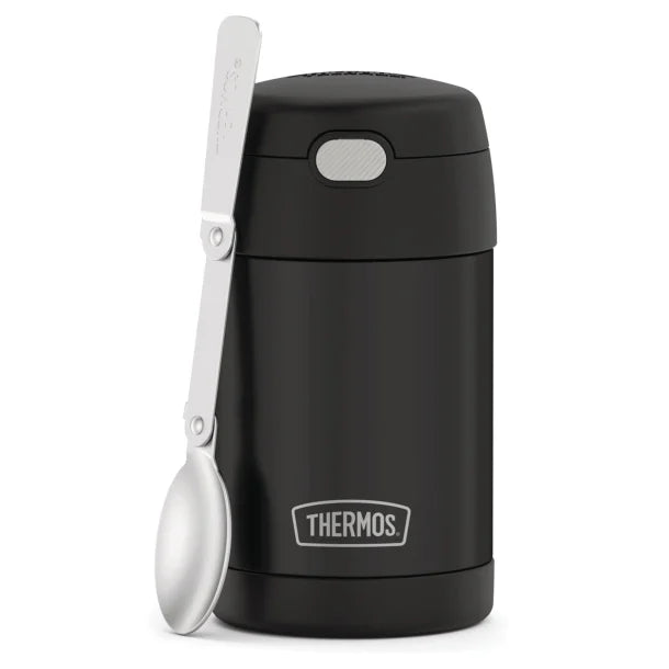 Thermos® 16-Ounce FUNtainer® Vacuum-Insulated Stainless Steel Food Jar with Folding Spoon (Black Matte)