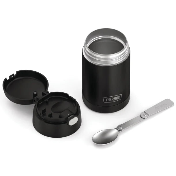 Thermos® 16-Ounce FUNtainer® Vacuum-Insulated Stainless Steel Food Jar with Folding Spoon (Black Matte)