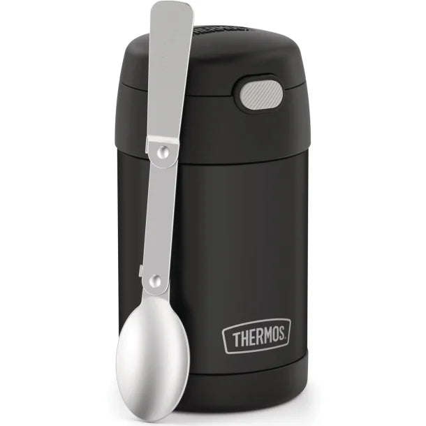 Thermos® 16-Ounce FUNtainer® Vacuum-Insulated Stainless Steel Food Jar with Folding Spoon (Black Matte)