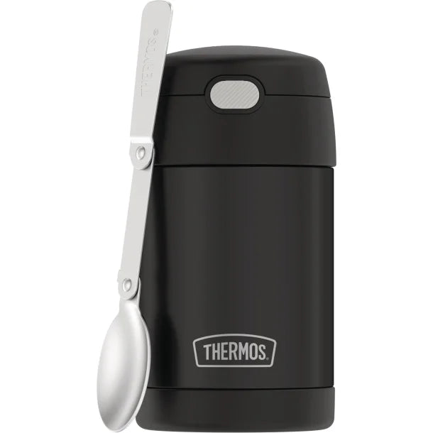 Thermos® 16-Ounce FUNtainer® Vacuum-Insulated Stainless Steel Food Jar with Folding Spoon (Black Matte)