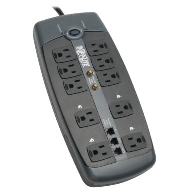 Tripp Lite® by Eaton® Protect It!® 3.345-Joules Surge Protector with Telephone, Modem, and Coaxial Protection, 10 Outlet, 8-Ft. Cord, TLP1008TELTV