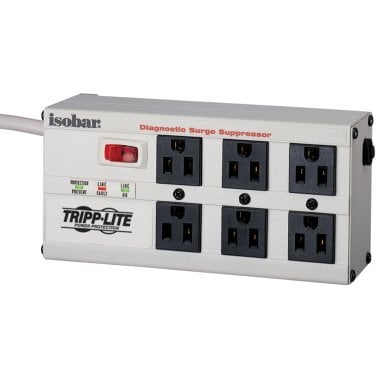 Tripp Lite® by Eaton® Isobar® 3,330-Joules Diagnostic Surge Protector, 6 Outlets, 6-Ft. Cord, Light Gray, ISOBAR6ULTRA