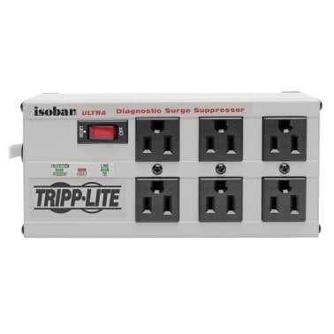 Tripp Lite® by Eaton® Isobar® 3,330-Joules Diagnostic Surge Protector, 6 Outlets, 6-Ft. Cord, Light Gray, ISOBAR6ULTRA