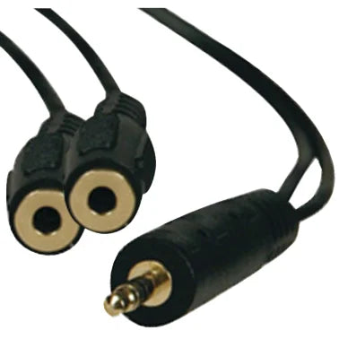 Tripp Lite® by Eaton® 3.5-mm Male to 2 Female Stereo Y-Splitter Adapter Cable, 1 Ft., Black, P313-001