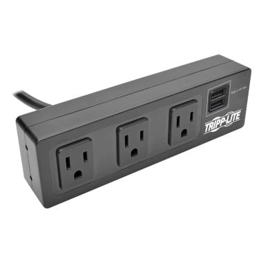 Tripp Lite® by Eaton® Protect It!® 510-Joules Surge Protector with 3 Outlets, 2 USB Ports, and Desk Clamp, 10-Ft. Cord, TLP310USBC