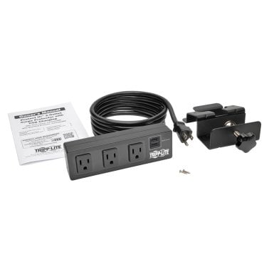 Tripp Lite® by Eaton® Protect It!® 510-Joules Surge Protector with 3 Outlets, 2 USB Ports, and Desk Clamp, 10-Ft. Cord, TLP310USBC