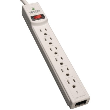 Tripp Lite® by Eaton® Protect It!® 790-Joules Surge Protector with Telephone, Fax, and Modem Protection, 6 Outlets, 4-Ft. Cord, TLP604TEL