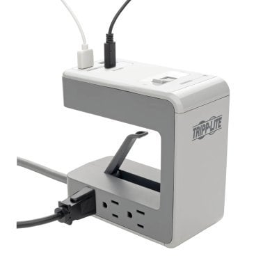 Tripp Lite® by Eaton® Protect It!® 1,080-Joules Surge Protector Desk Clamp, 6 Outlets, 2 USB Ports, and 1 USB-C® Port, 8-Ft. Cord, TLP648USBC