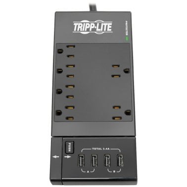 Tripp Lite® by Eaton® Protect It!® 1,080-Joules Surge Protector, 6 Outlets with 4 Retractable USB Ports, 6-Ft. Cord, TLP66USBR