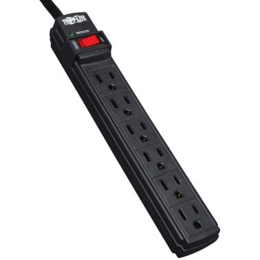 Tripp Lite® by Eaton® Protect It!® 360-Joules Surge Protector, 6 Outlets, 6-Ft. Cord, Black, TLP6B