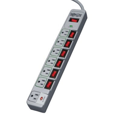 Tripp Lite® by Eaton® ECO-Surge 1,080-Joules Energy-Saving Surge Protector, 7 Outlets, 6-Ft. Cord (Gray)