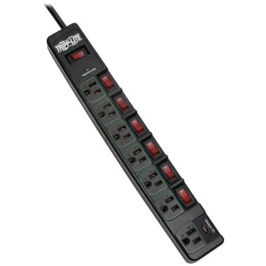 Tripp Lite® by Eaton® ECO-Surge 1,080-Joules Energy-Saving Surge Protector, 7 Outlets, 6-Ft. Cord (Black)