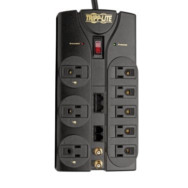 Tripp Lite® by Eaton® Protect It!® 3,240-Joules Surge Protector for Modem, Coaxial, and Ethernet, 8 Outlets, 10-Ft. Cord, TLP810NET