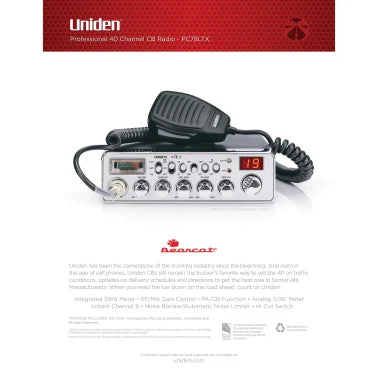 Uniden® Bearcat® 40-Channel CB Radio with SWR Meter, Chrome, PC78LTX