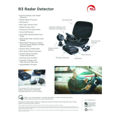 Uniden® R3 DSP Extremely Long-Range Radar Detector/Laser Detector with GPS