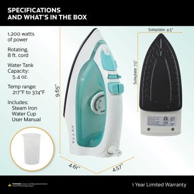 VETTA 1,200-Watt Nonstick Steam Iron