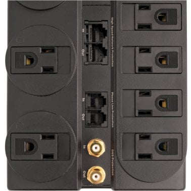 Tripp Lite® by Eaton® Protect It!® 3,240-Joules Surge Protector for Modem, Coaxial, and Ethernet, 8 Outlets, 10-Ft. Cord, TLP810NET