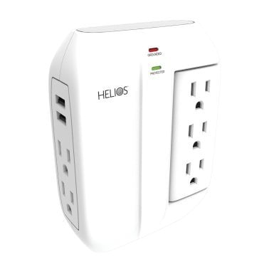 Helios 5-Outlet Wall Tap Surge Protector with 2 USB Charging Ports