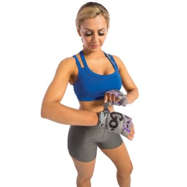 GoFit® Women's Pro Trainer Gloves with Padded Go-Tac Palm (Large; Purple)