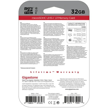 Gigastone® Camera Plus 32-GB UHS-I U1 A1 Class 10 microSD™ Card with Adapter