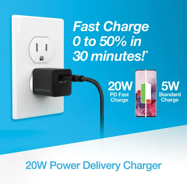 Naztech® 20-Watt Power Delivery Mini Fast Wall Charger (Black)