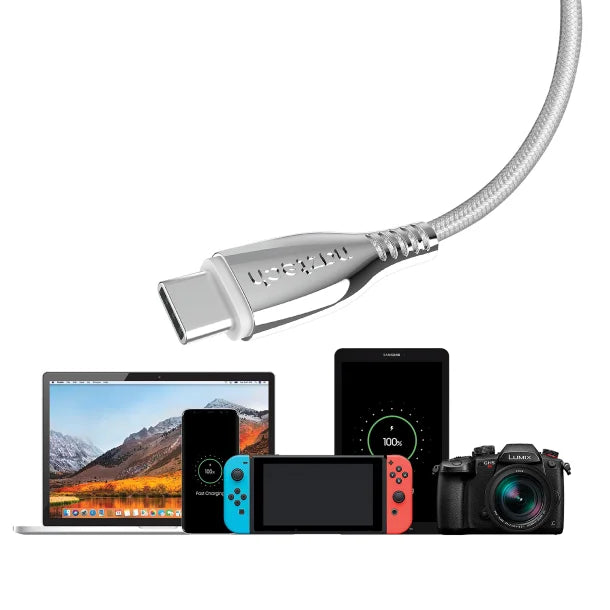 Naztech® 6-Ft. Titanium USB-C® to USB-C® Braided Cable (White)