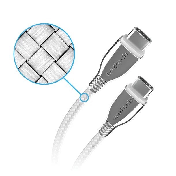Naztech® 6-Ft. Titanium USB-C® to USB-C® Braided Cable (White)