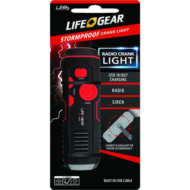 Life+Gear 120-Lumen Stormproof USB Crank Flashlight & Radio