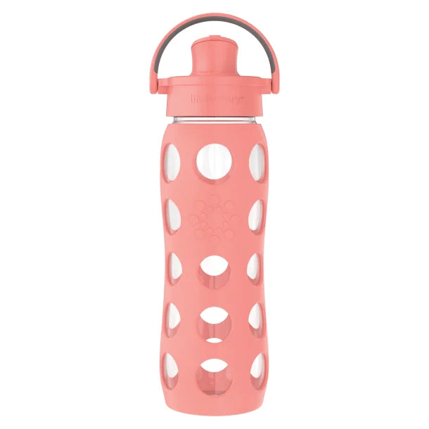 Lifefactory® 22-Oz. Glass Water Bottle with Active Flip Cap and Protective Silicone Sleeve (Cantaloupe)