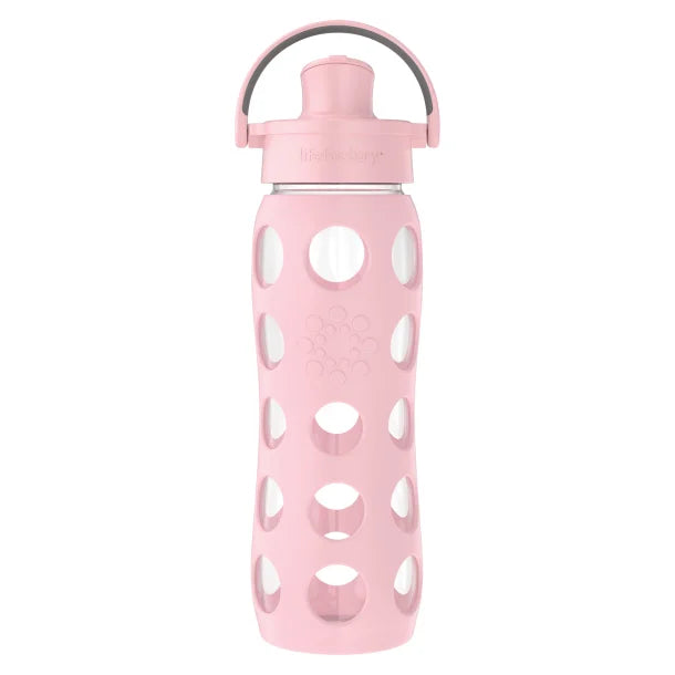 Lifefactory® 22-Oz. Glass Water Bottle with Active Flip Cap and Protective Silicone Sleeve (Desert Rose)