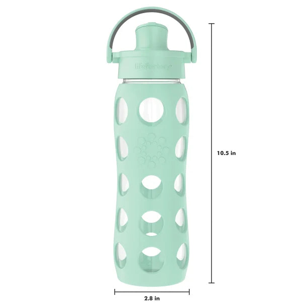 Lifefactory® 22-Oz. Glass Water Bottle with Active Flip Cap and Protective Silicone Sleeve (Mint)