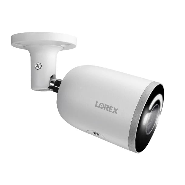 Lorex® IP Wired 4K AI Smart PoE Security Bullet Camera with Lighting and Deterrence, White