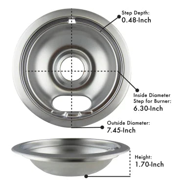 Range Kleen® Chrome Drip Bowls, Style A, 6-In. and 8-In. (4 Pack)